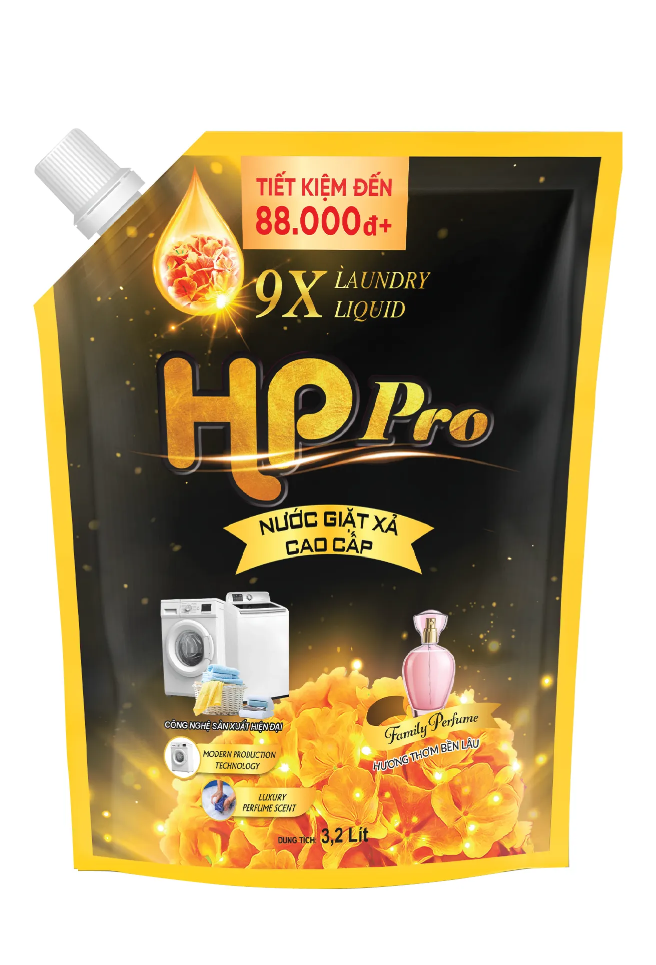 Nước giặt xả Siêu thơm HP Pro (Túi Vàng)